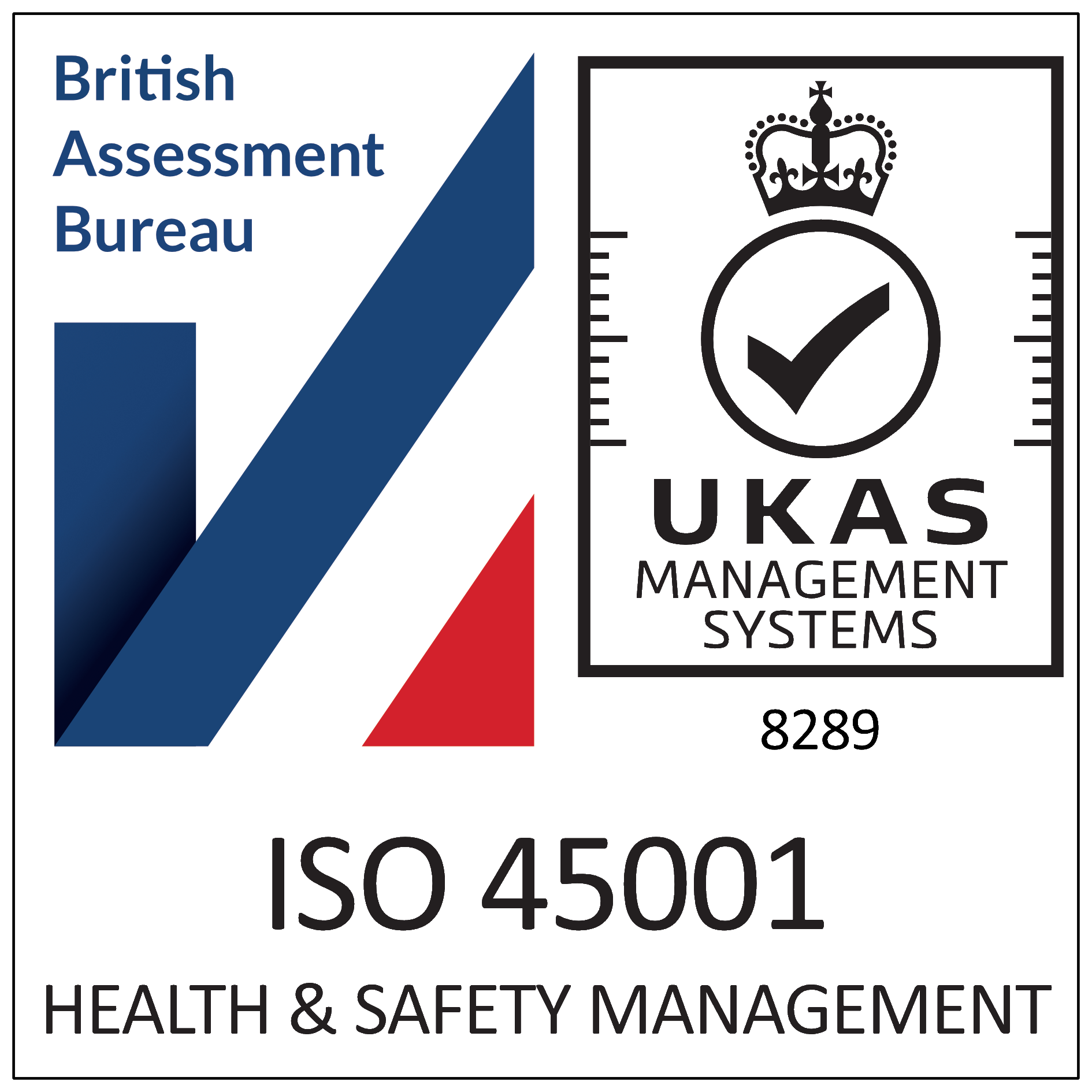 British Assessment Bureau badge 45001 Health and Safety Management